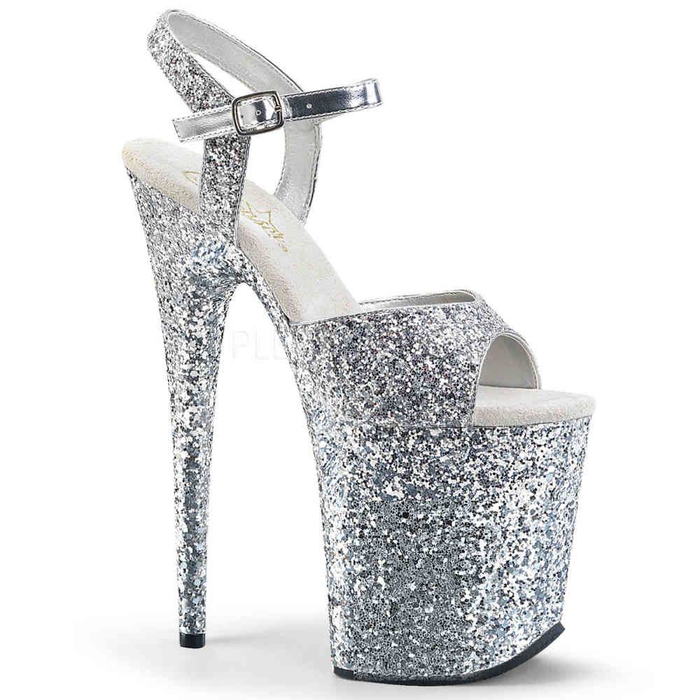Pleaser - FLAMINGO810LG Sandale à bride à la cheville, Pole dance chaussures - Chaussures de pole dance - Couleur argent Product image